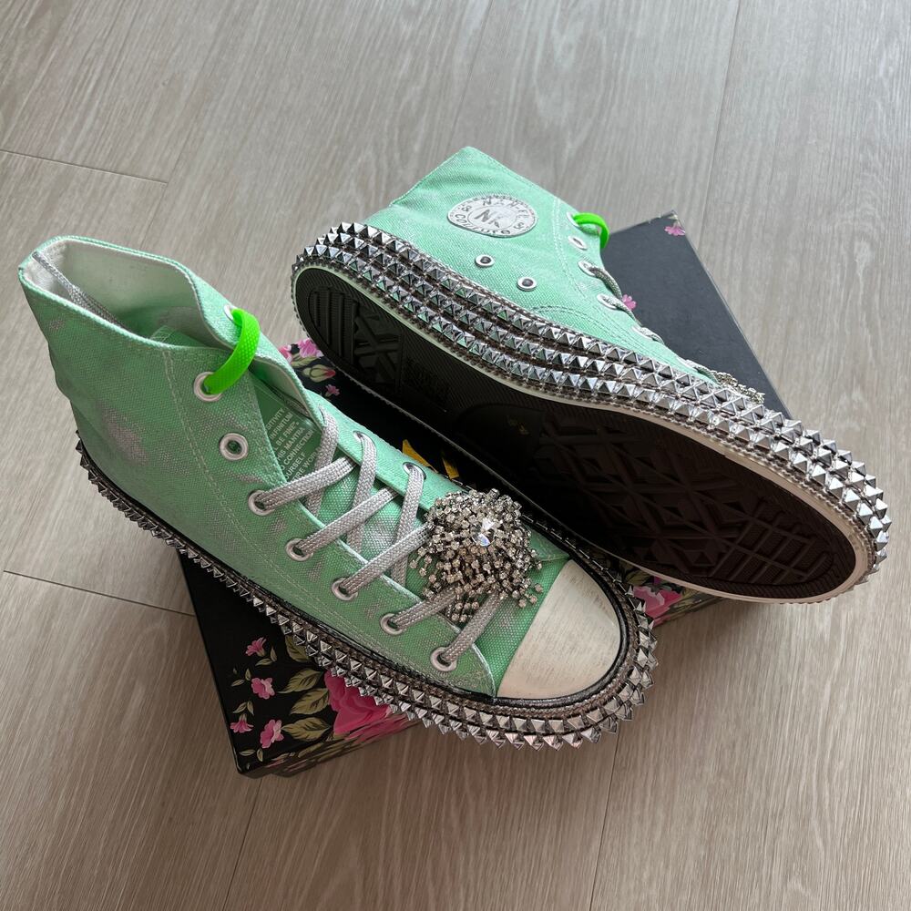 Nan-ku Couture Cruise Studded Sneakers Size 39 or US 9 Spring Mint Green NEW